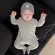 纯棉连体衣服秋衣男宝宝睡衣打底无骨 婴儿春秋季 极简 双层护肚