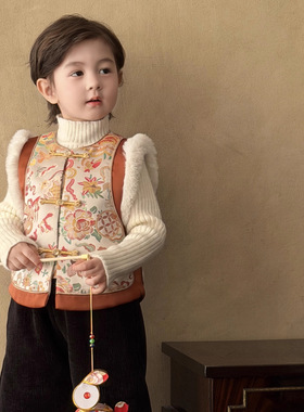 【大小卷】冬季新款男女童中国风马甲-77198