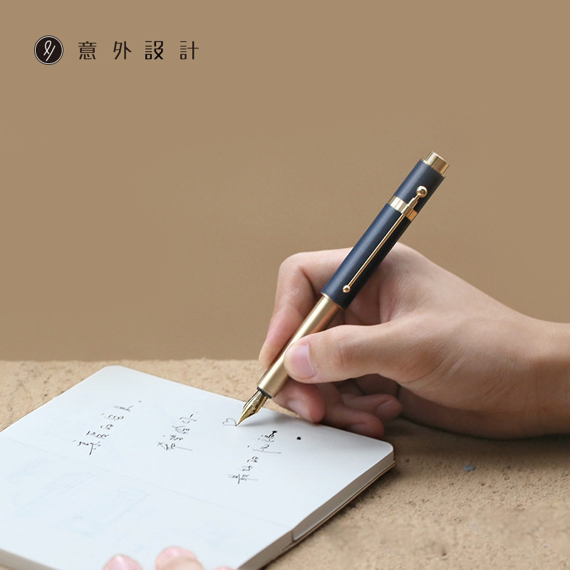 意外设计 小时光便携牛皮钢笔私人刻字商务公练字新年礼盒礼物