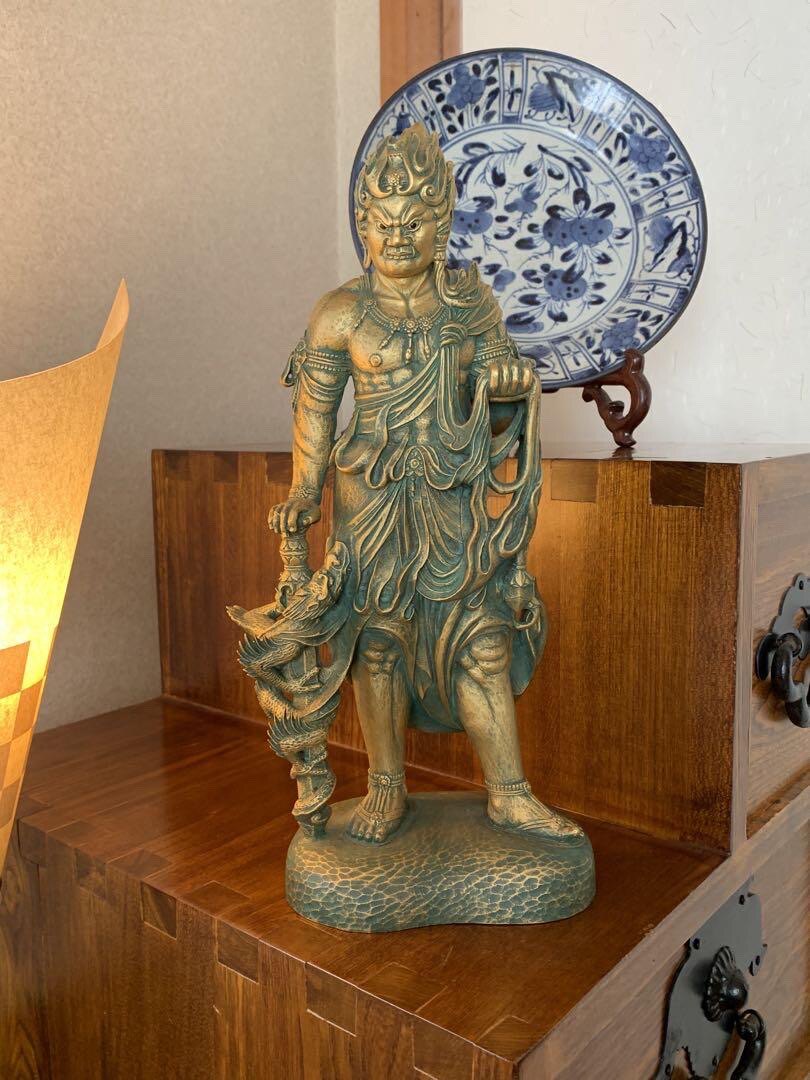 日本大仏师松久宗琳作铸铜不动明王立像， 重量3095克，高30.5cm
