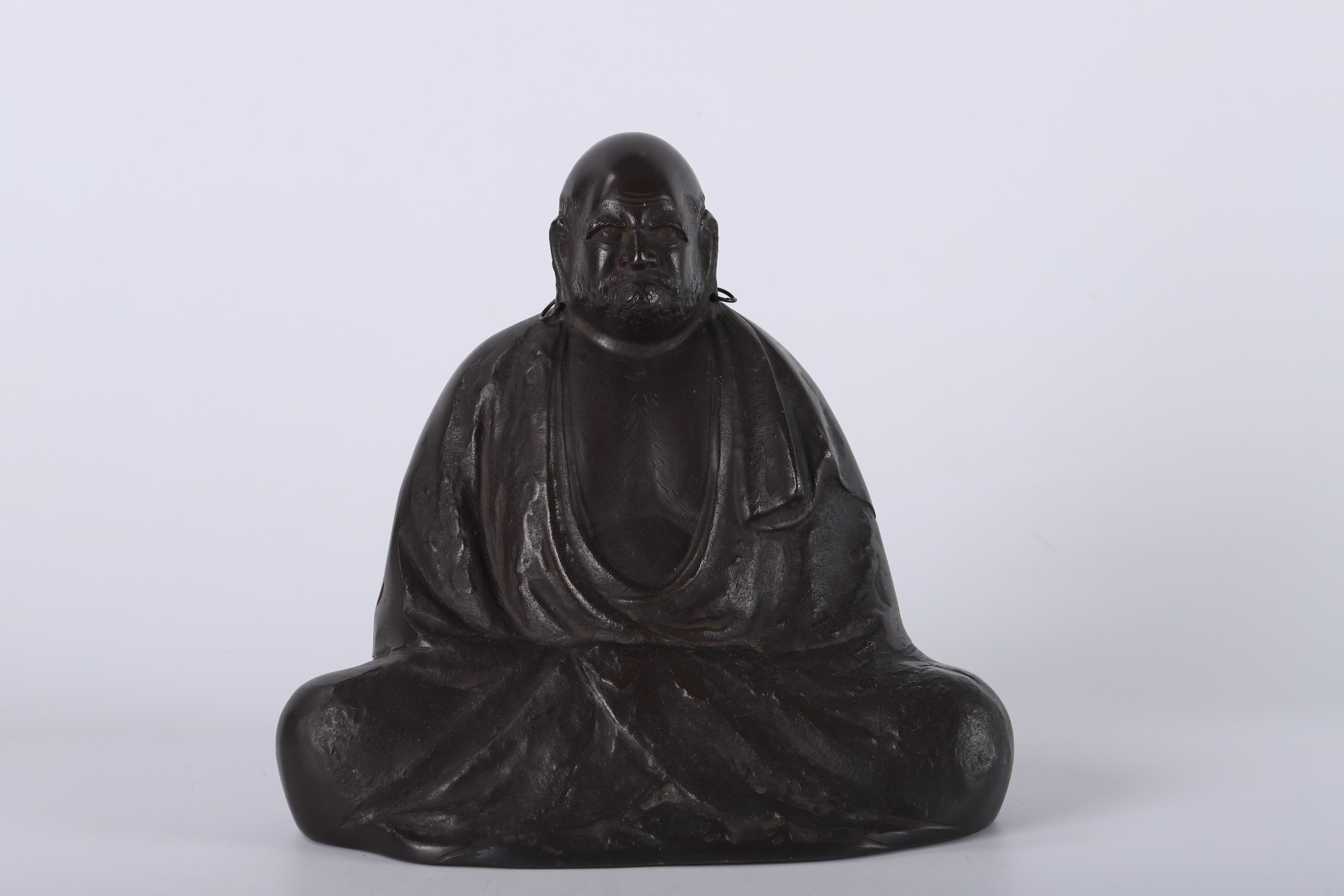 日本铸造名家前田照云作铜达摩摆件，重2.69kg 高20.5cm 宽20cm