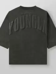 Youngla American-Style Sports T-Shirt with Foam Print, Pure Cotton, Fitness Short-Sleeve, Loose Fit for Muscular Men, Casual Trendy Brand