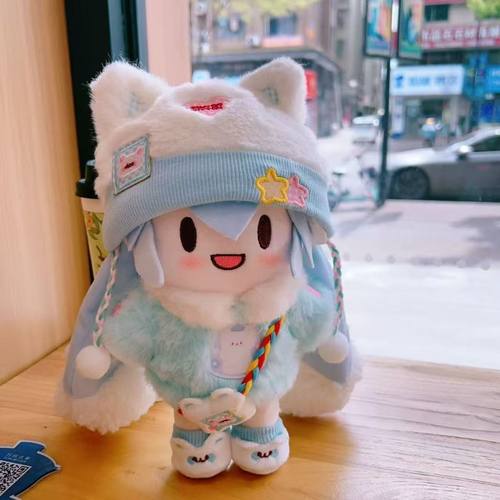 MIKU雪公主20cm二次元动漫毛绒娃娃换衣换装雪初音fufu棉花填充