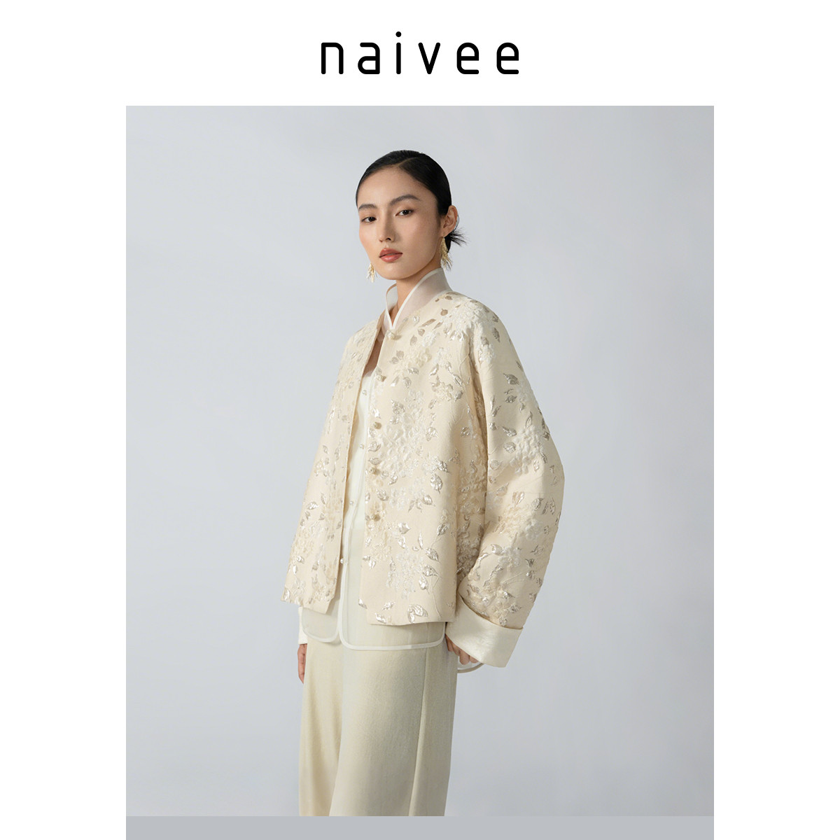 金玉满堂新中式』商场同款naivee纳薇25秋新款真丝国风提花外