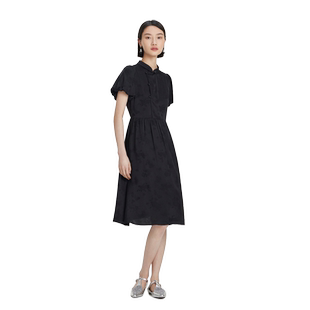 naivee纳薇新中式斜门襟赴宴轻礼服宽松X型优雅短袖连衣裙