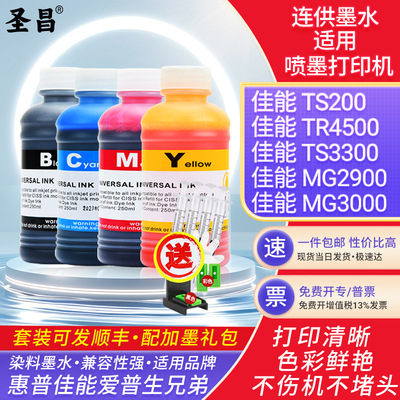 适用佳能Canonts200 tr4500 TS3300 mg2900 mg3000连供打印机墨水
