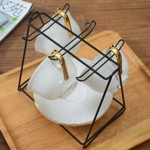 包邮不锈钢咖啡杯架悬挂水杯架创意厨房收纳架陶瓷杯挂架置物架子