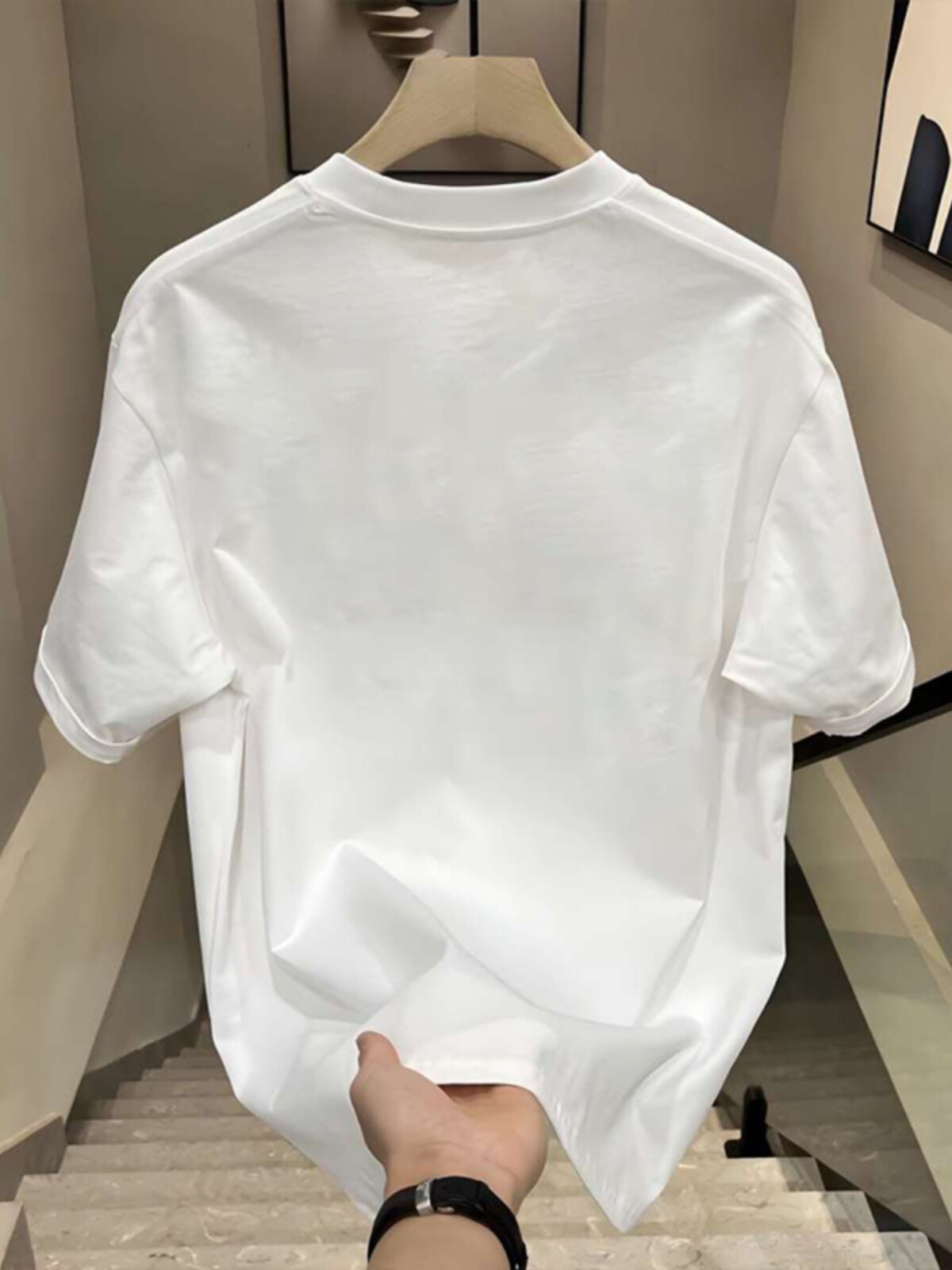 헤비급 순면 트렌디 브랜드 아메리칸 티셔츠 심플한 디자인 남성 반팔 여름 트렌드 라운드 넥 다용도 루즈 손수건