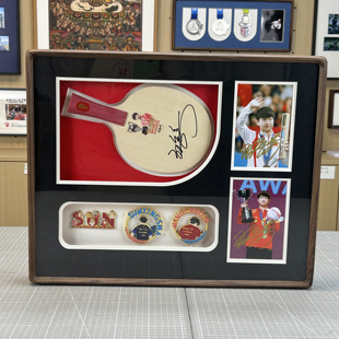 孙颖莎签名球拍装裱Keep奖牌收纳展示盒王楚钦周边签名照装裱定制