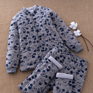 冬女 妈妈宽松套装 手工棉花女士保暖棉袄 加厚防寒棉衣棉裤