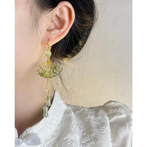 2024新款新中式国风透明折扇青竹