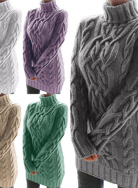 Coarse Pullover Women's Jumper Turtleneck Sweater 毛衣女