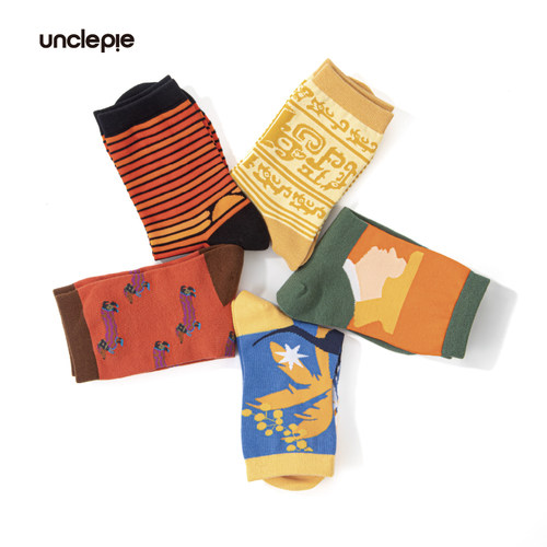 食贫道Unclepie 五大洲主题袜子礼盒彩色原创潮袜棉男女中筒外穿