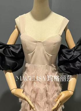 新娘手套黑色缎布蝴蝶结婚纱礼服手袖婚礼造型拍照抹胸裙臂袖配饰