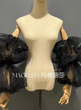 新娘手套黑色网纱袖子婚纱礼服配饰影楼演出走秀服装拍照造型袖子