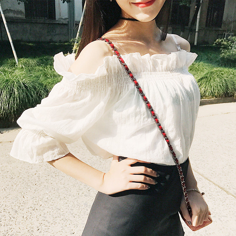 AMY一字领上衣2017春装新品韩版灯笼袖露肩百搭学生t恤衬衫宽松女在类目 女装/女士精品, 衬衫中 - 来自Buy2taobao.com提供专业的淘宝代购服务