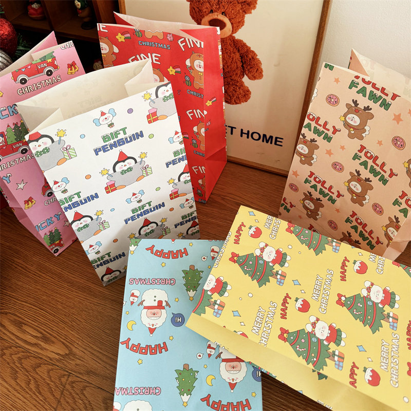 韩版ins风圣诞节可爱礼物平口纸袋节日礼物袋烘焙饼干零食袋包装