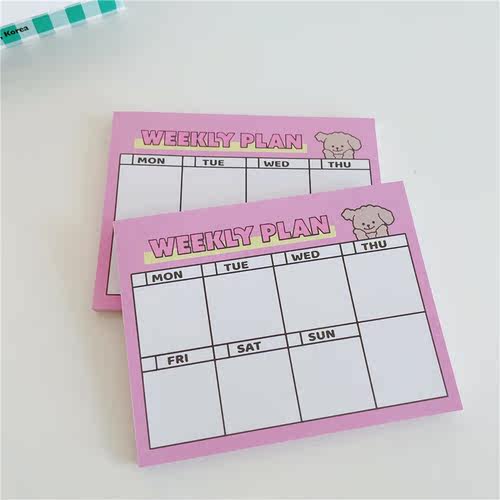 卡通少女心ins同款便签纸weekly plan小狗便签本