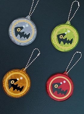 Splatoon3动漫喷射反光鱼蛋挂件 夜跑骑行双面强烈反光安全警示牌