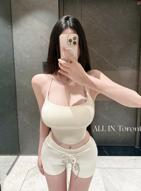 ALLIN白色抽绳运动休闲短裤女夏季高腰显瘦百搭美式辣妹a字热裤