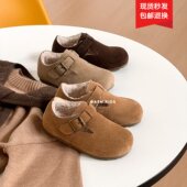 真皮保暖宝宝豆豆鞋 女童棉鞋 儿童加绒勃肯鞋 毛毛鞋 2025秋冬季 新款
