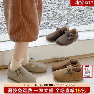 子宝宝豆豆鞋 儿童勃肯鞋 男童二棉博肯鞋 女童皮鞋 加绒 2025秋冬新款