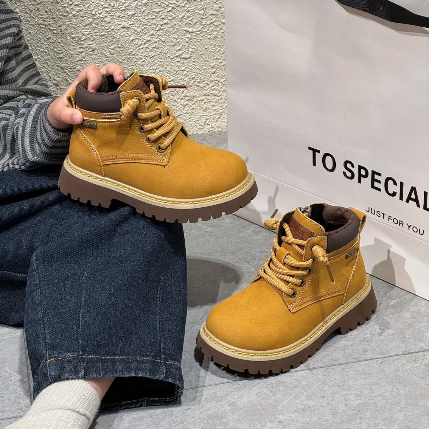 jld金乐迪儿童真皮马丁靴