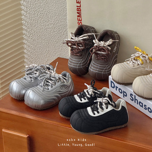 大头面包鞋儿童薄底魔术贴秋季新款阿甘鞋男女童复古前卫运动鞋子