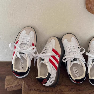 真皮女童运动鞋2025春秋新款中大童板鞋女宝休闲鞋男童软底德训鞋