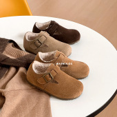 2026秋冬季 真皮保暖宝宝豆豆鞋 新款 毛毛鞋 儿童加绒勃肯鞋 女童棉鞋