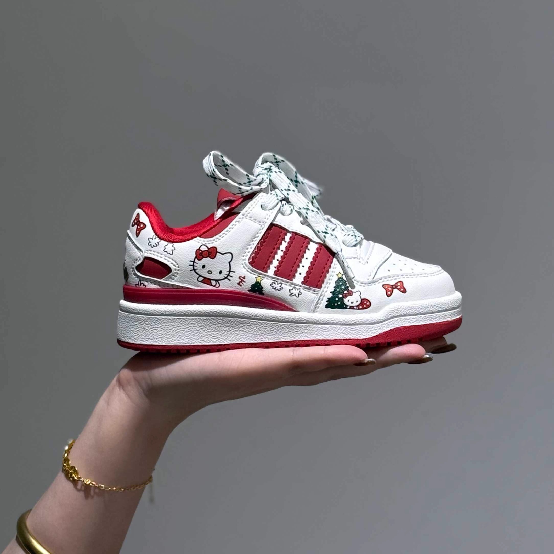 JLD金乐迪儿童kitty猫加绒小白鞋