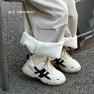 真皮女童老爹鞋 真皮男童运动鞋 2026春秋季 新款 防滑透气儿童阿甘鞋