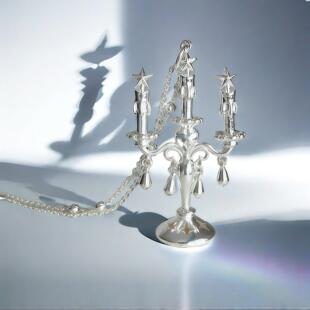 星星烛台吊坠项链原创小众艺术设计感高级时尚百搭个性颈链毛衣链