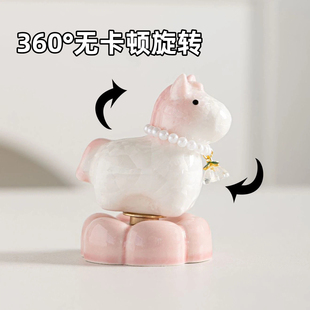 景德镇马年爆款陶瓷结晶釉炫彩转转乐小马旋转桌面居家车载摆件
