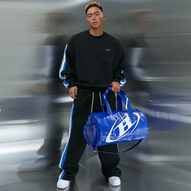 MURRAAER 圆领卫衣秋装男士打底上衣新款潮流宽松长袖t恤拼接外穿