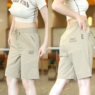 夏季 薄款 百搭中裤 女工装 子 大码 五分裤 宽松时尚 运动短裤 冰丝休闲裤