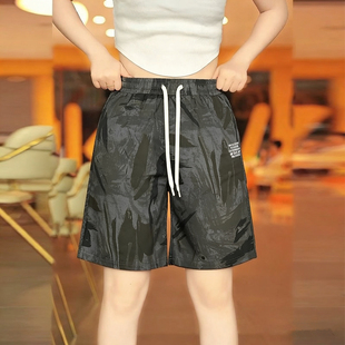 冰丝速干百搭时尚 薄款 女夏季 潮流休闲裤 迷彩五分中裤 爆款 运动短裤