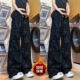 灯芯绒泼墨运动裤 加绒扎染休闲裤 大码 保暖宽松直筒裤 女秋冬款 新款