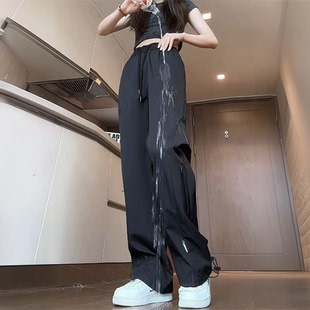 冲锋裤 休闲裤 子女款 宽松直筒防水户外穿登山机能风工装 春夏季 美式