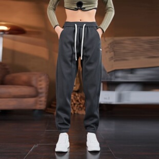 显瘦外穿潮流华夫格运动裤 休闲裤 宽松束脚百搭大码 薄款 女士春夏季