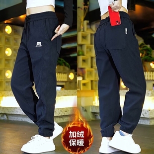 灯芯绒休闲裤子女款冬季宽松弹力百搭显瘦外穿加绒加厚束脚运动裤