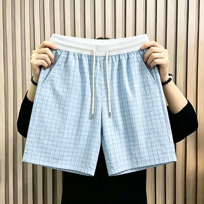 五分裤女夏季薄款泡泡纱休闲裤宽松直筒中裤高腰显瘦冰丝运动短裤