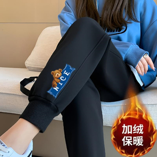 2024年新款 休闲运动裤 女士秋冬季 加绒加厚卫裤 束脚保暖哈伦萝卜裤