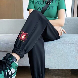 运动裤女夏季薄款2026新款韩版宽松束脚裤高腰时尚潮流灯笼休闲裤