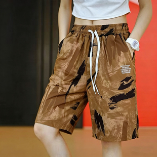 冰丝速干迷彩休闲裤 运动短裤 潮流宽松直筒五分中裤 薄款 子女款 夏季