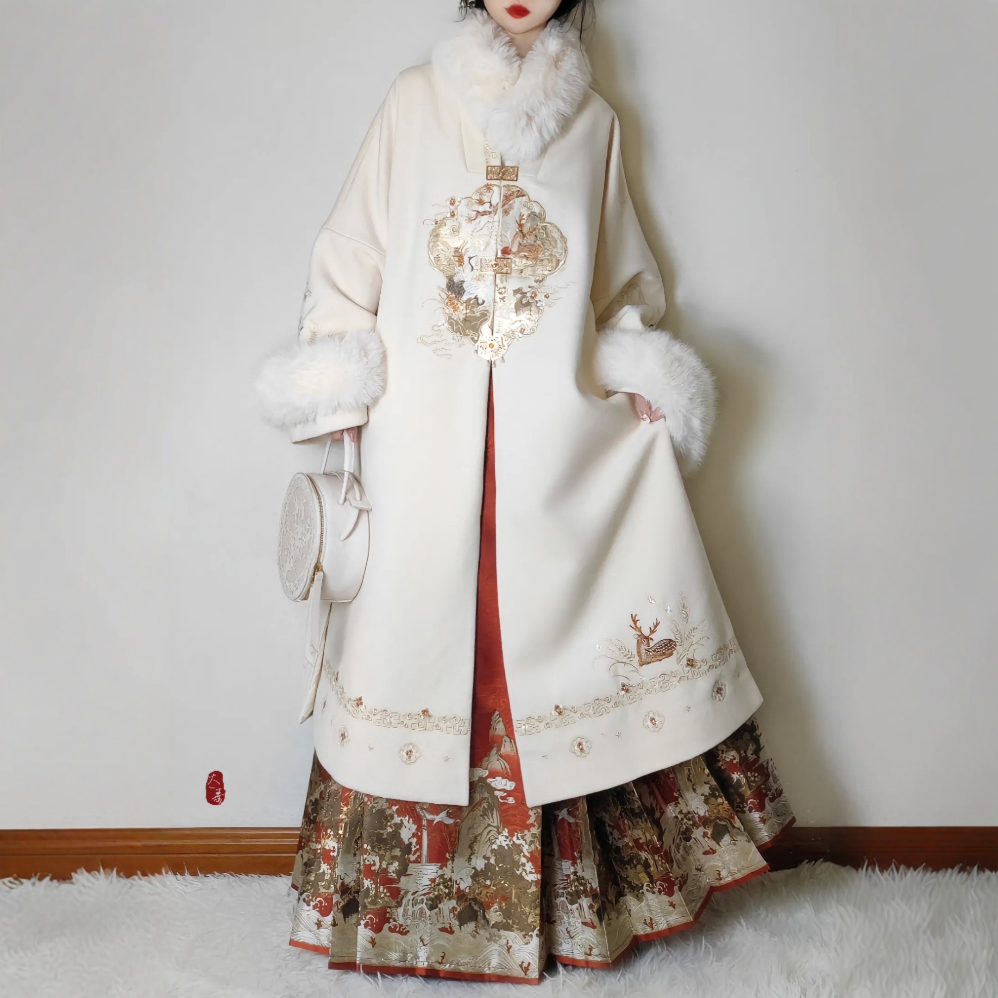 加绒七月夕冬款合领衫套装