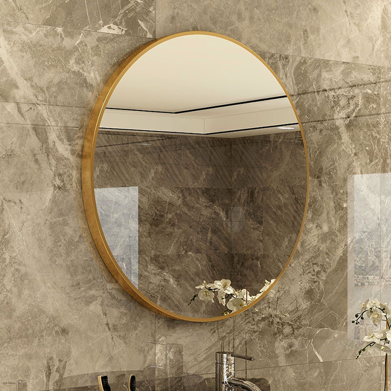 化妆镜浴室镜铝合金镜子圆镜子挂墙浴室卫生间免打孔装饰全身衣镜-封面