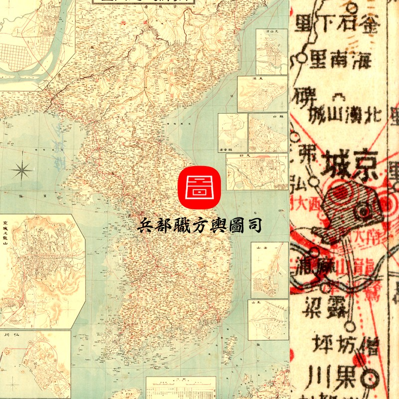 【舆图司】JPG高清日据时期朝鲜全国公路铁道河川交通图(1910年)