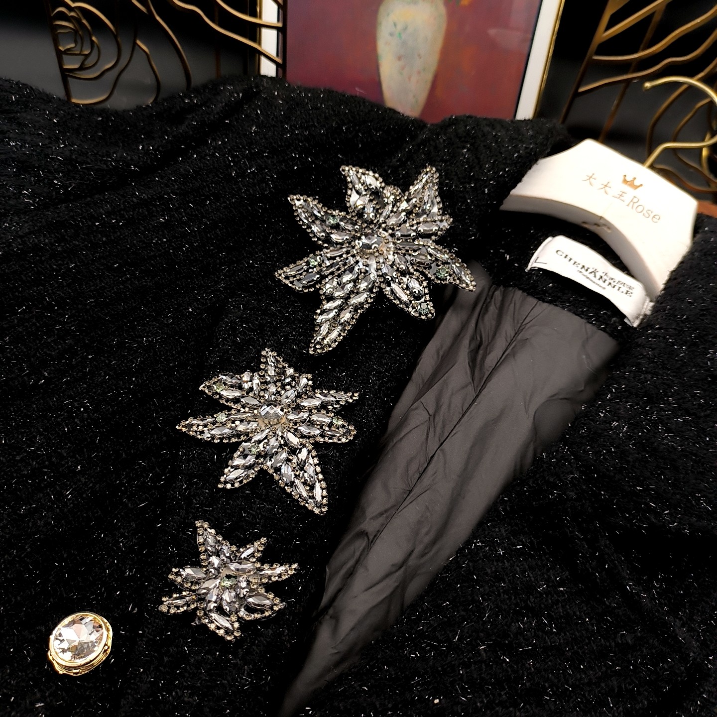 大片轻奢高级不规则水钻花朵别针ww031
