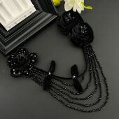 三生之恋丝绒玫瑰花水晶多层流苏带别针AZ412